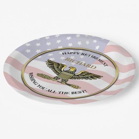 パーソナライズされた軍隊退職パーティー ペーパープレート (アングル)