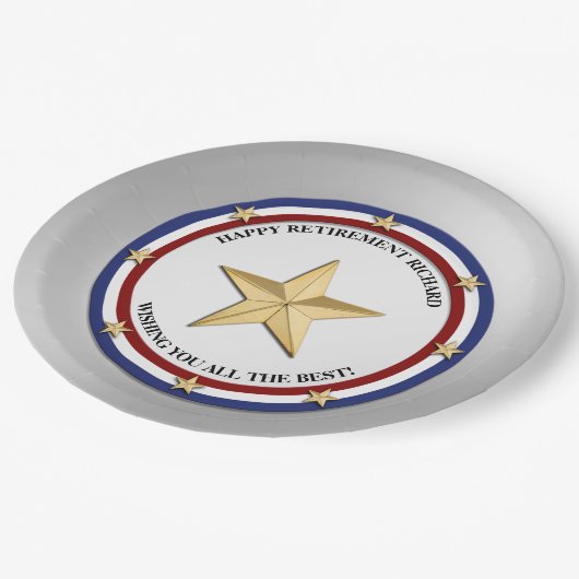 パーソナライズされた軍隊退職パーティー ペーパープレート (アングル)