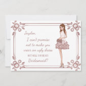 パーソナライズされた輝くガールブライズメイドの提案 招待状 (正面)