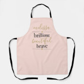 パーソナライズされた輝く美しい勇敢なほのかなピンク エプロン (正面)