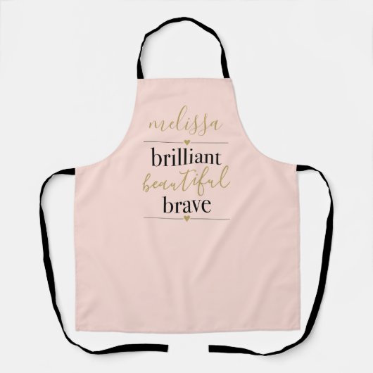 パーソナライズされた輝く美しい勇敢なほのかなピンク エプロン (正面)