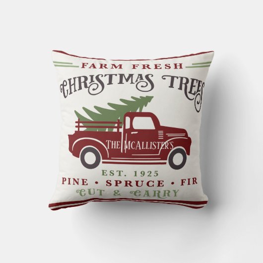 パーソナライズされた農場新鮮なクリスマスの家族の名前かわいい クッション (裏面)