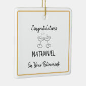 パーソナライズされた退職記念ぶら下がった広場 セラミックオーナメント (右)