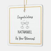 パーソナライズされた退職記念ぶら下がった広場 セラミックオーナメント (左)