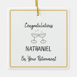 パーソナライズされた退職記念ぶら下がった広場 セラミックオーナメント