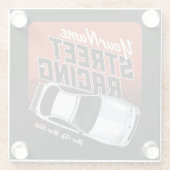 パーソナライズされた通りレーシングレースカーモータースポーツ ガラスコースター (裏面)