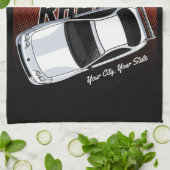 パーソナライズされた通りレーシングレースカーモータースポーツ キッチンタオル (折り畳み)