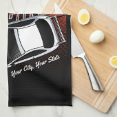 パーソナライズされた通りレーシングレースカーモータースポーツ キッチンタオル (四つ折り)