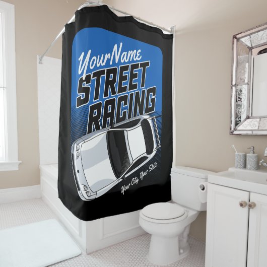 パーソナライズされた通りレーシングレースカーモータースポーツ シャワーカーテン (インサイチュ)