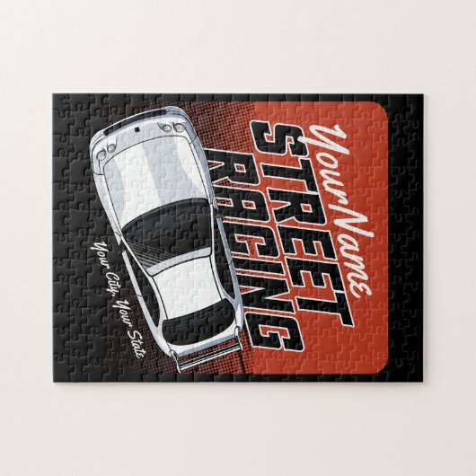 パーソナライズされた通りレーシングレースカーモータースポーツ ジグソーパズル (横)