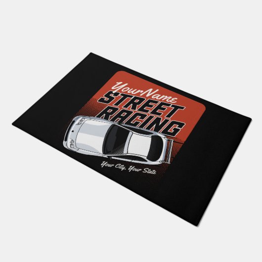 パーソナライズされた通りレーシングレースカーモータースポーツ ドアマット (アングル)
