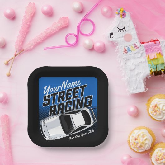 パーソナライズされた通りレーシングレースカーモータースポーツ ペーパープレート (パーティー)