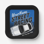 パーソナライズされた通りレーシングレースカーモータースポーツ ペーパープレート (正面)