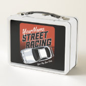 パーソナライズされた通りレーシングレースカーモータースポーツ メタルランチボックス (裏面)