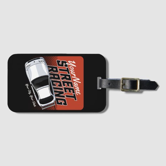 パーソナライズされた通りレーシングレースカーモータースポーツ ラゲッジタグ (正面横)