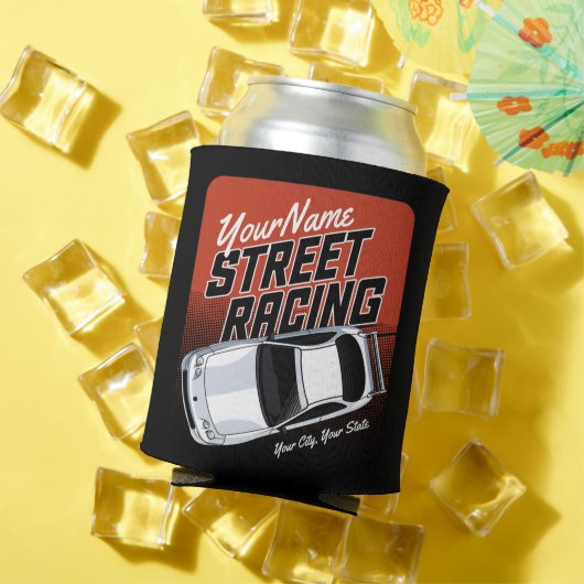 パーソナライズされた通りレーシングレースカーモータースポーツ 缶クーラー (インサイチュ 夏)