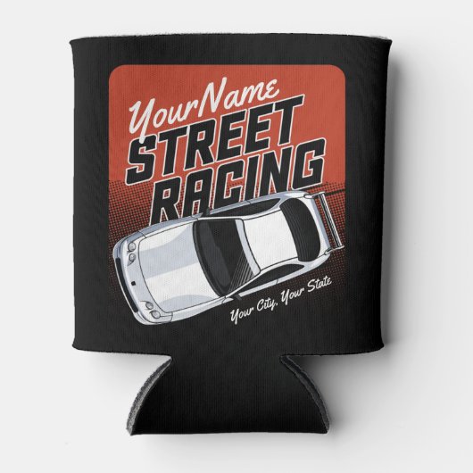 パーソナライズされた通りレーシングレースカーモータースポーツ 缶クーラー (正面)