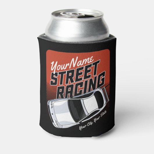 パーソナライズされた通りレーシングレースカーモータースポーツ 缶クーラー (缶裏面)