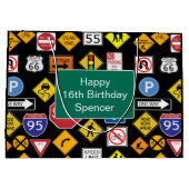 パーソナライズされた通り数々の標識大事な行事 ラージペーパーバッグ (裏面)