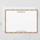 パーソナライズされた遊び心のあるレトロなアースカラーのベビーシャワー サンキューカード (正面)