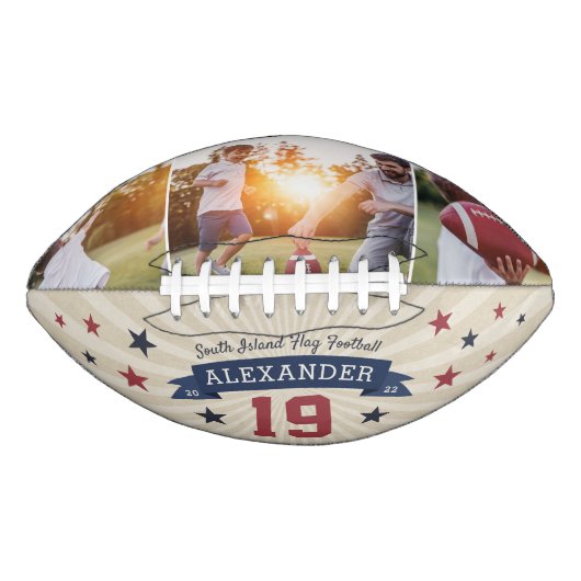 パーソナライズされた選手の写真と番号のキープサケ アメリカンフットボール (正面)