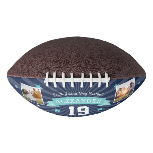 パーソナライズされた選手の写真と番号のキープサケ アメリカンフットボール (正面)
