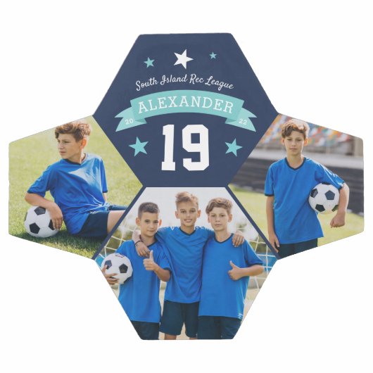 パーソナライズされた選手の写真と番号のキープサケ サッカーボール (フラット)