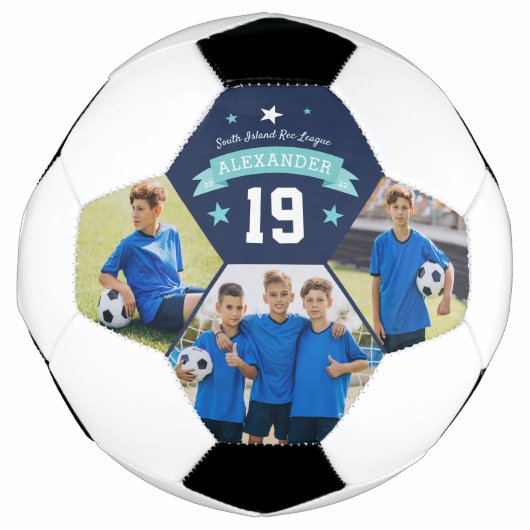 パーソナライズされた選手の写真と番号のキープサケ サッカーボール (正面)