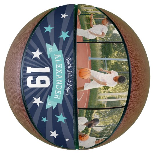 パーソナライズされた選手の写真と番号のキープサケ バスケットボール (縦)