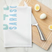 パーソナライズされた郵便番号、市区町村、州 |コースタルブルース キッチンタオル (四つ折り)