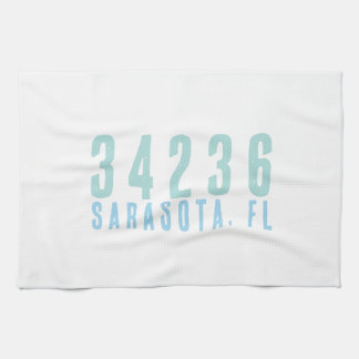 パーソナライズされた郵便番号、市区町村、州 |コースタルブルース キッチンタオル
