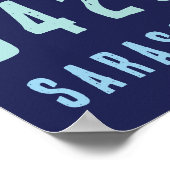 パーソナライズされた郵便番号、市区町村、州 |ネイビーブルー ポスター (角)