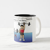 パーソナライズされた重量挙げ – 男性マンガ ツートーンマグカップ (正面右)