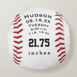パーソナライズされた野球名とベビー統計 ラウンドクッション