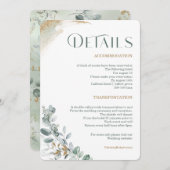 パーソナライズされた金ゴールドとグ結婚リーンの詳細 招待状 (正面/裏面)