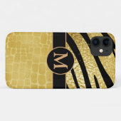パーソナライズされた金ゴールドとブラックアニマルプリント Case-Mate iPhoneケース (裏面(横))