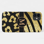 パーソナライズされた金ゴールドとブラックアニマルプリント Case-Mate iPhoneケース (裏面(横))