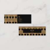 パーソナライズされた金ゴールドと黒のアールデコパターン スキニー名刺 (正面/裏面)