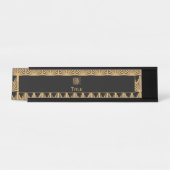 パーソナライズされた金ゴールドと黒のアールデコパターン デスクネームプレート (正面)