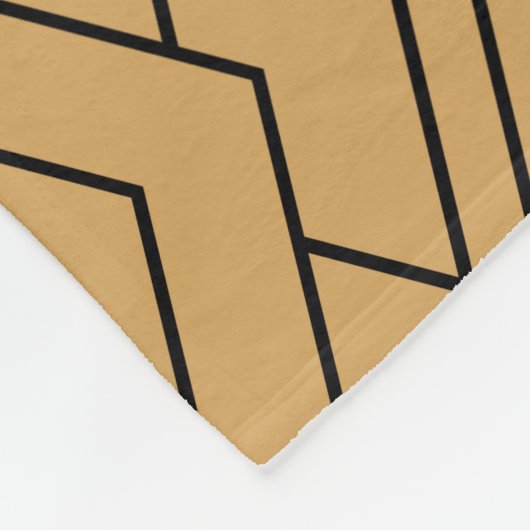 パーソナライズされた金ゴールドと黒のアールデコパターン フリースブランケット (角)