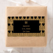 パーソナライズされた金ゴールドと黒のアールデコパターン ラベル (インサイチュ)