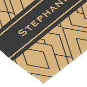 パーソナライズされた金ゴールドと黒のアールデコパターン ロングテーブルランナー (コーナー)