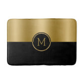 パーソナライズされた金ゴールドと黒の幾何学的デザイン バスマット (正面)
