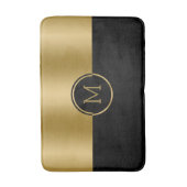 パーソナライズされた金ゴールドと黒の幾何学的デザイン バスマット (正面縦)