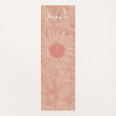 パーソナライズされた金ゴールドイニシャルコーラルサンフラワーアートヨグ ヨガマット (正面)