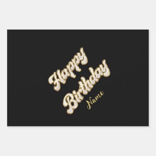 パーソナライズされた金ゴールドエレガントハッピーバースデー抱き枕 ラッピングペーパーシート (正面2)