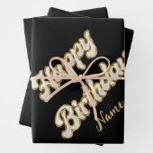 パーソナライズされた金ゴールドエレガントハッピーバースデー抱き枕 ラッピングペーパーシート (インサイチュ)