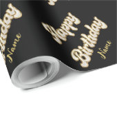 パーソナライズされた金ゴールドエレガントハッピーバースデー抱き枕 ラッピングペーパー (ロールコーナー)
