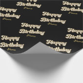 パーソナライズされた金ゴールドエレガントハッピーバースデー抱き枕 ラッピングペーパー (角)