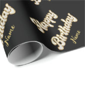パーソナライズされた金ゴールドエレガントハッピーバースデー抱き枕 ラッピングペーパー (ロールコーナー)